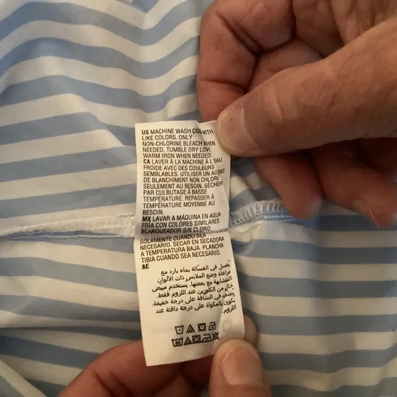 Charter Club Women’s Blue And White Striped Long Sleeve Button Up Blouse. Size L - Picture 6 of 6